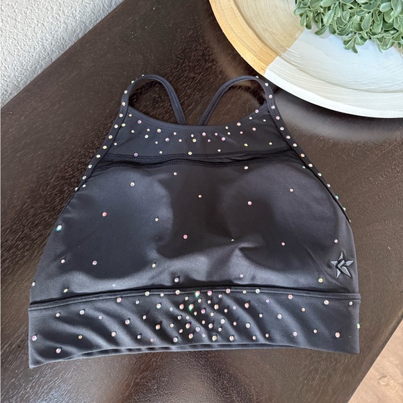 Rebel Athletic Other - Rebel Athletic black rhinestone racerback sports bra-AS